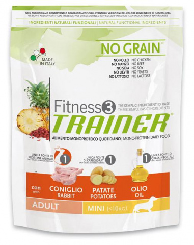Fitness3 No Grain Mini Adult корм для собак мелких пород, с кроликом и картофелем, 2 кг