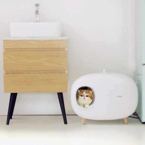 Туалет-домик для кошек закрытый белый 64x45x45 5