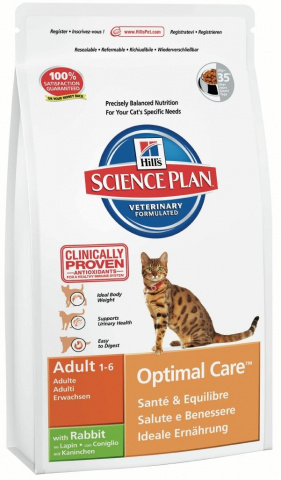 Science Plan Adult Optimal Care корм для кошек всех возрастов, с кроликом, 400 г