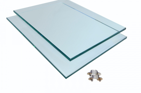 Комплект полированных стеклянных полок Т10мм с фурнитурой для подставокП350 (2шт) 386*389мм (шт.)