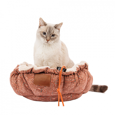 Лежак с матрасом для кошек и собак мелких и средних пород, 57 см, коричневый 1