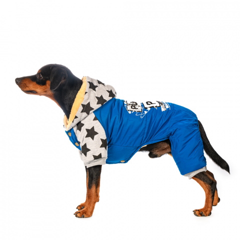Комбинезон с капюшоном для собак M голубой (унисекс)
