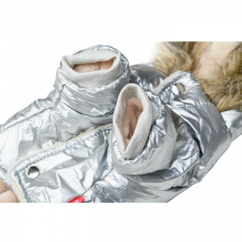 Комбинезон с меховым капюшоном для собак S серебряный (унисекс) 7