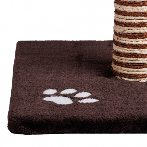 Когтеточка-столбик для кошек Chocolato на подставке, бежевая/темно-коричневая 40х40х63 см 1