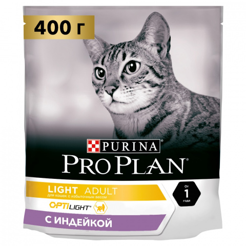 Light сухой корм для взрослых кошек при избыточном весе с индейкой, 400 г