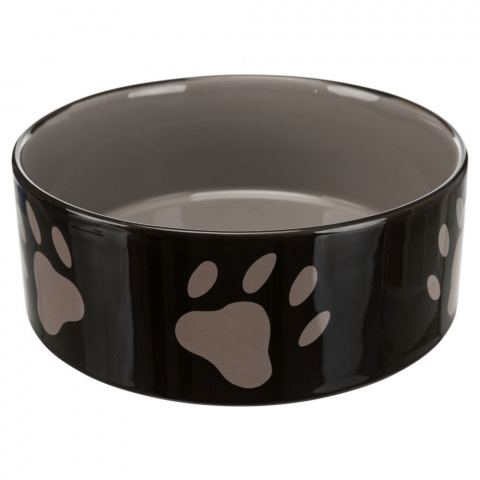 Миска для собак с рисунком Лапка, 0,3 л/ф 12 см, керамика, коричневый/бежевый 1