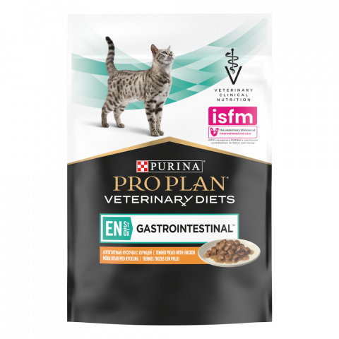 Veterinary Diets EN ST/OX Gastrointestinal влажный корм для взрослых кошек при расстройствах пищеварения, с курицей, в соусе, 85 г, цены, купить в интернет-магазине Четыре Лапы с быстрой доставкой
