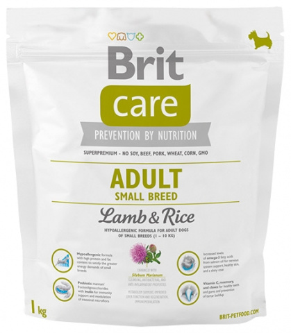 Care Adult Small Breed Сухой корм для собак мелких пород (1-10 кг), с ягненком и рисом, 1 кг