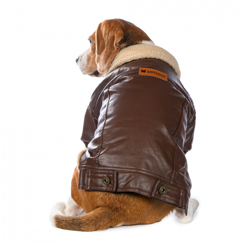 Куртка для собак коричневая кожзам 1