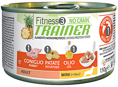 Fitness3 No Grain Mini Adult консервы для собак мелких пород, с кроликом и картофелем, 150 г