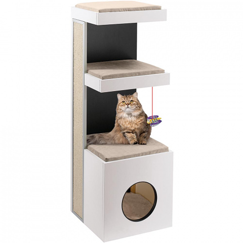 Спально-игровой комплекс для кошек с домиком и когтеточкой Tigerтрёхъярусный с игрушкой 40х40х115 см