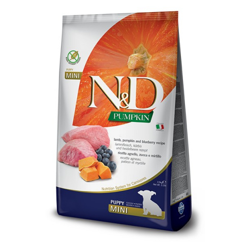 N&D PUMPKIN сухой корм для щенков мелких пород, с ягненком, тыквой и черникой, 2,5кг 2