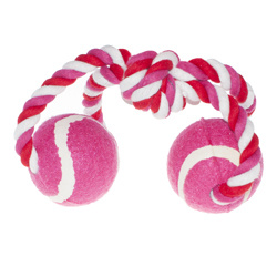 Игрушка для собак Мячи теннисные на веревке с узлом розовые 40 см