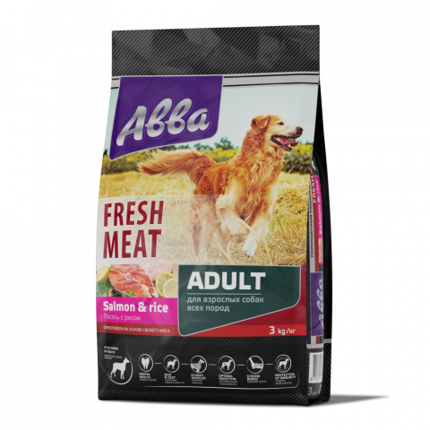 Premium Fresh Meat Adult сухой корм для собак всех пород старше 1 года, с лососем и рисом, 3 кг