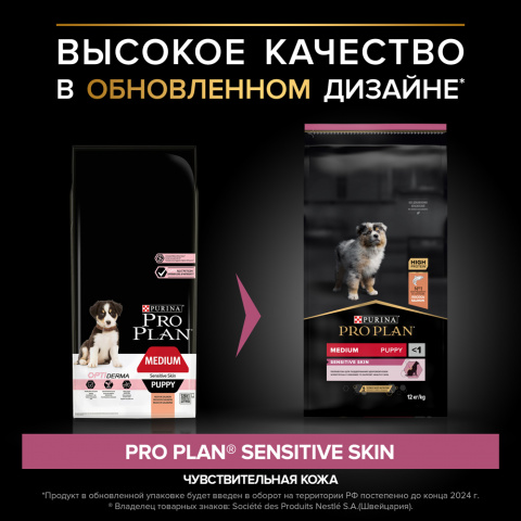 Sensitive Skin Puppy Сухой корм для щенков средних пород с чувствительной кожей, с высоким содержанием лосося, 12 кг 2