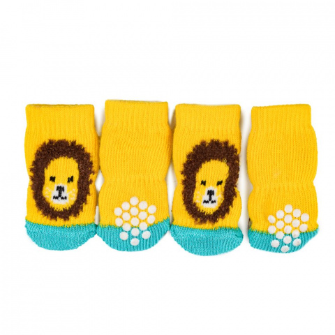 Носки XL для собак желтые со львом 1