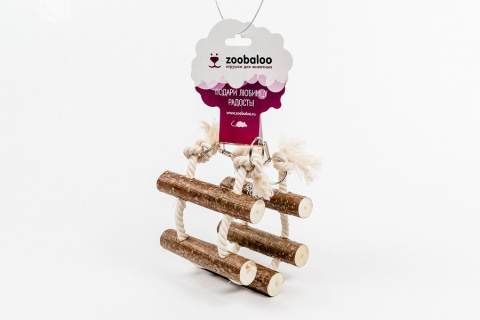 Zoobaloo Игрушка для грызунов Лесенка канатная (х/б+орех) 35 см купить по выгодной цене в интернет-магазине Четыре Лапы