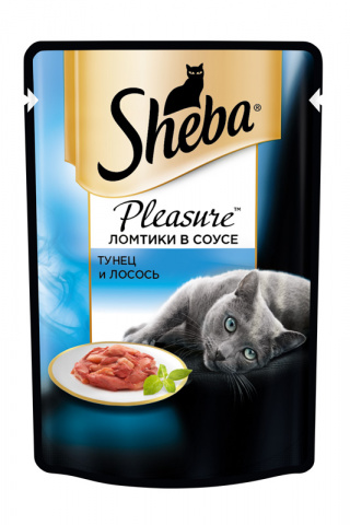 Pleasure Влажный корм (пауч) для кошек, ломтики в соусе со вкусом тунца и лосося, 85 гр.