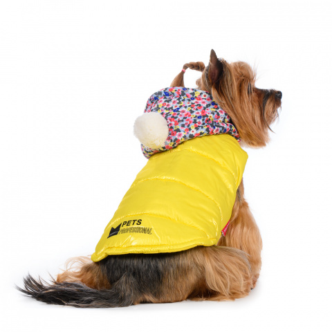 Куртка с капюшоном для собак S желтый (унисекс)