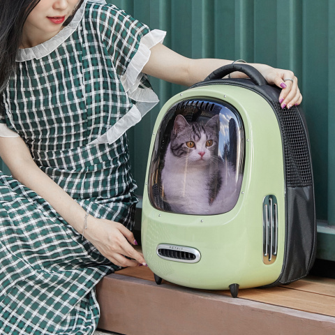 Винтажный рюкзак-переноска для домашних животных голубой, 33x30x45 см 4