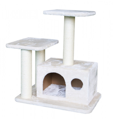 Дом-когтеточка для кошек DIAMANTE с двумя площадками, светло-бежевый, 61x41x69 см