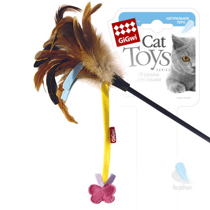 Игрушка для кошек Дразнилка на стеке с бабочкой на веревке 51 см