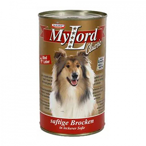 Мой Лорд Классик консервы для взрослых собак, кусочки печени и говядиныв желе, 1,23 кг
