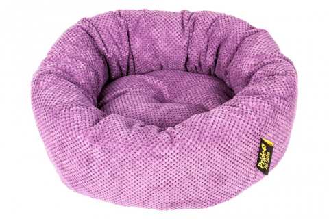 Ватрушка-Лежанка для животных Велюр, круглая, фиолетовая 53х53х20 см