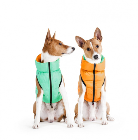 Курточка двухсторонняя светящаяся для собак Lumi 45 M оранжевый