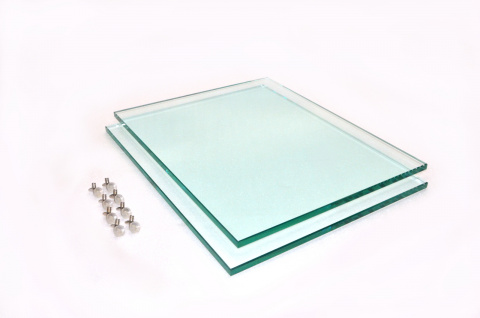 Комплект полированных стеклянных полок Т10мм с фурнитурой для подставокР300 (2шт) 412*309мм (шт.)