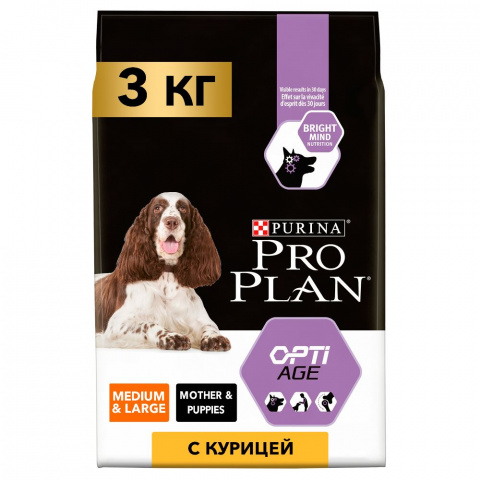 Opti Age сухой корм для пожилых собак для средних и крупных пород для поддержки мозговой активности с курицей, 3 кг