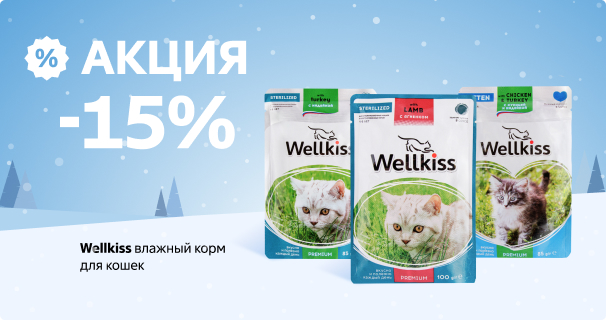 Wellkiss: -15% на влажный корм для кошек