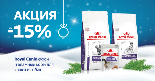Royal Canin: до -15% на сухой и влажный корм для кошек и собак