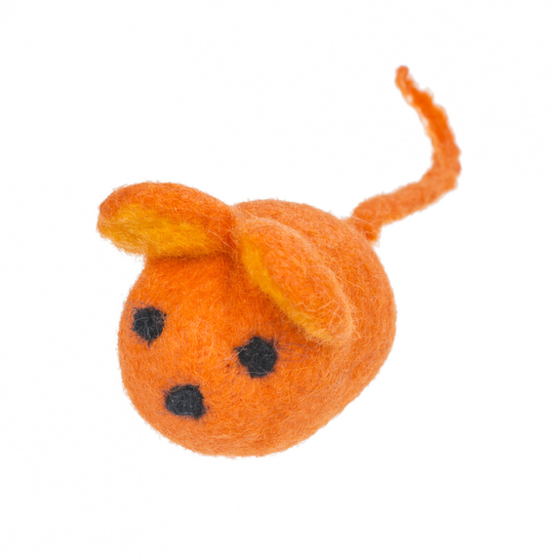 Игрушка для кошек Мышь шерстяная Эмма (оранжевая) 6 см