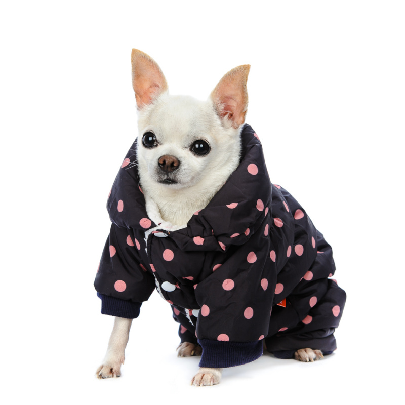 Комбинезон для собак черный в розовый горошек девочка
