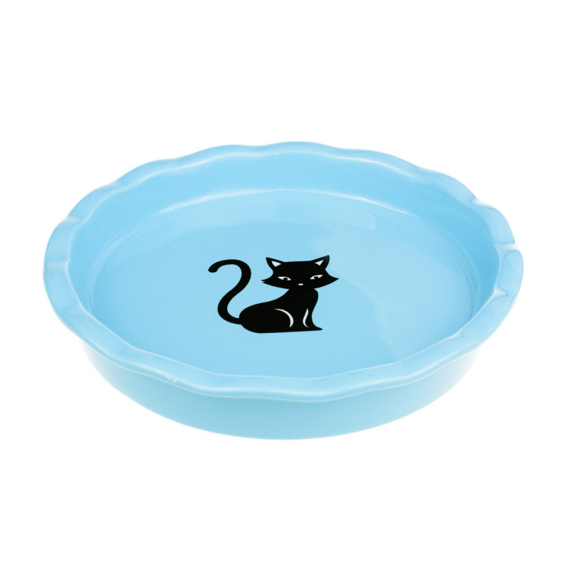 Миска для кошек 15,5 см с рюшами голубая керамика