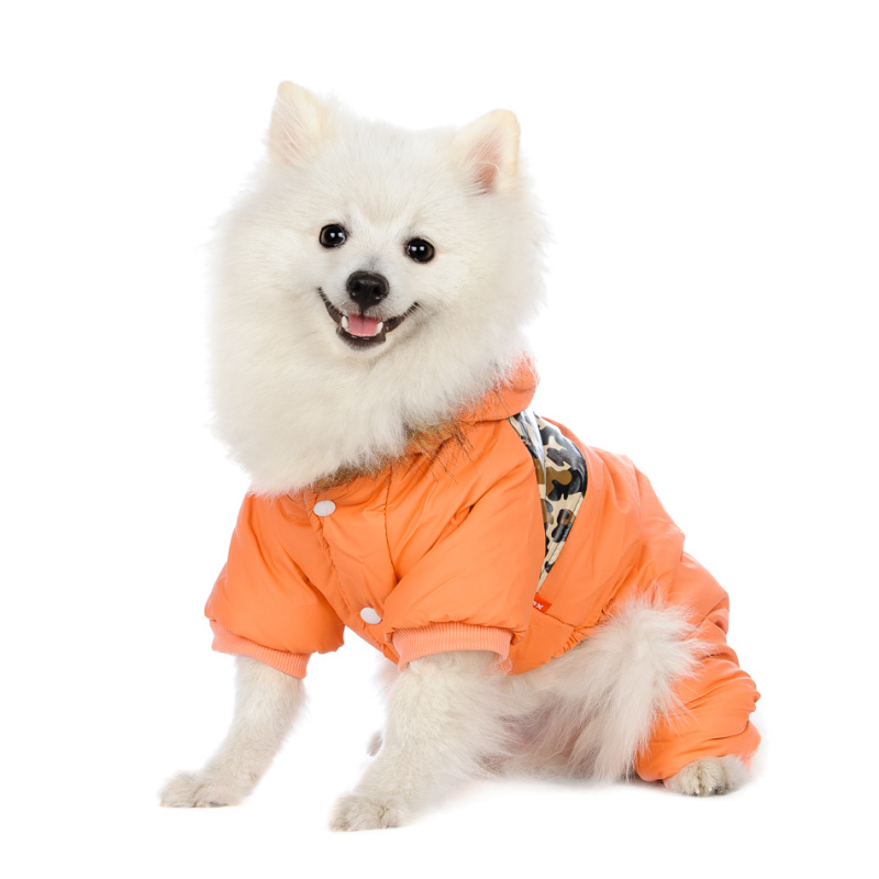 Комбинезон для собак светло-оранжевый с капюшоном 2