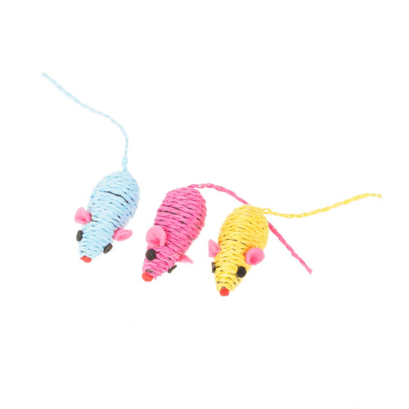 Игрушка для кошек Мышки разноцветные 5 см (3 шт)
