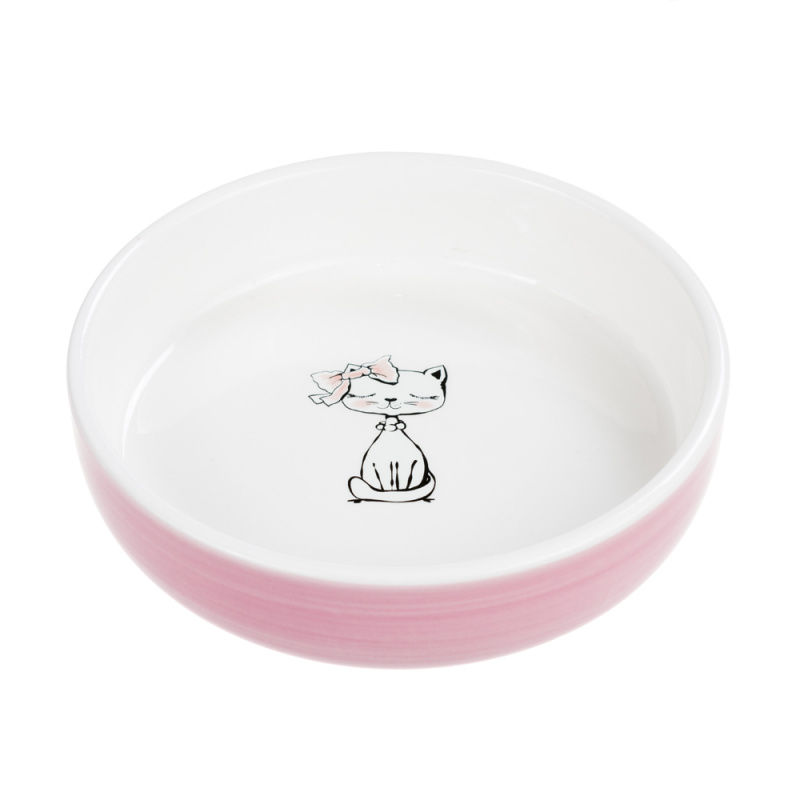 Миска для кошек 15см розовая керамика