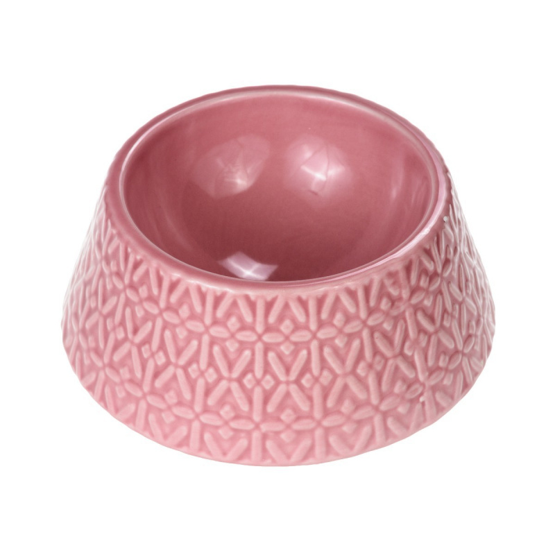 Rurry Миска для кошек и собак розовая 16см керамика
