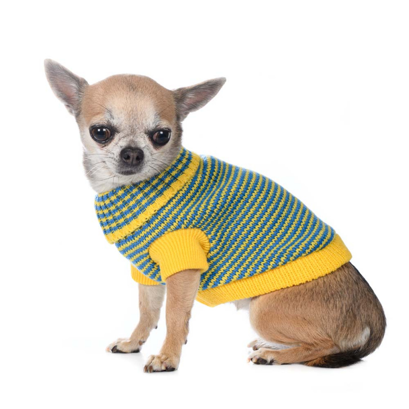 Свитер для собак желто-зеленый полосатый 20см 8