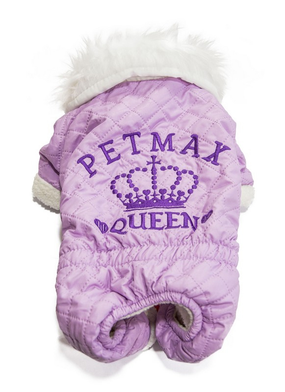 Комбинезон для собак лиловый Queen с меховым капюшоном