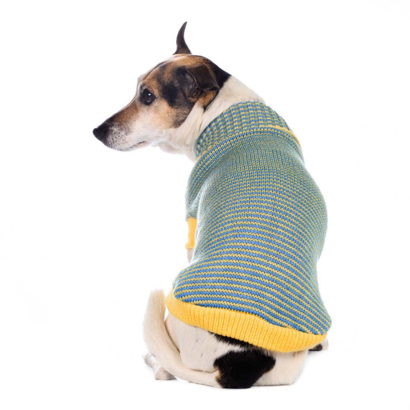 Свитер для собак желто-зеленый полосатый 50см 8