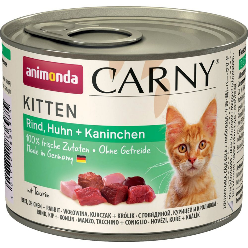Carny Fleisch Menue Kitten консервы для котят старше 1 месяца, с курицей и кроликом, 200 г