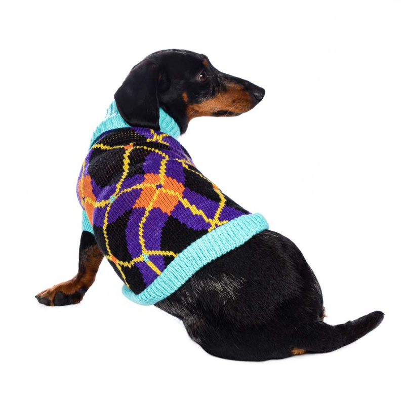 Свитер для собак черно-фиолетовый 55см 2