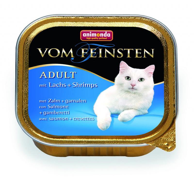 Vom Feinsten Adult консервы для кошек старше 1 года, с лососем и креветками, 100 г