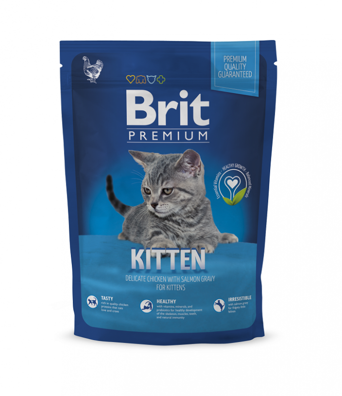 Premium Cat Kitten корм для котят, с курицей в соусе из лосося, 1,5 кг