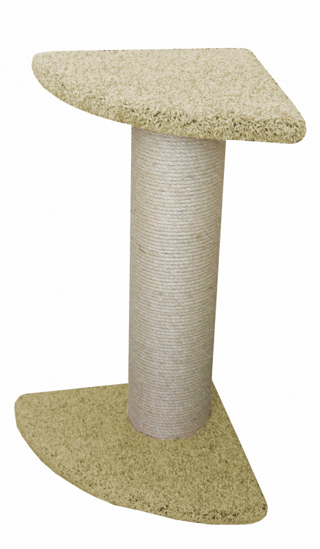 Когтеточка-столбик для кошек Зонтик мощный угловой с лежанкой, бежевый, 45х45х84 см