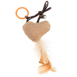 Игрушка-дразнилка для кошек Сердце с перьями 6,5х5 см