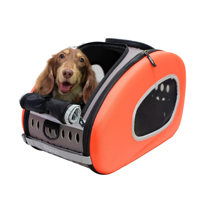 Складная сумка-тележка 3 в 1 для собак (сумка, рюкзак, тележка) оранжевая 33х15,5х58 см 1